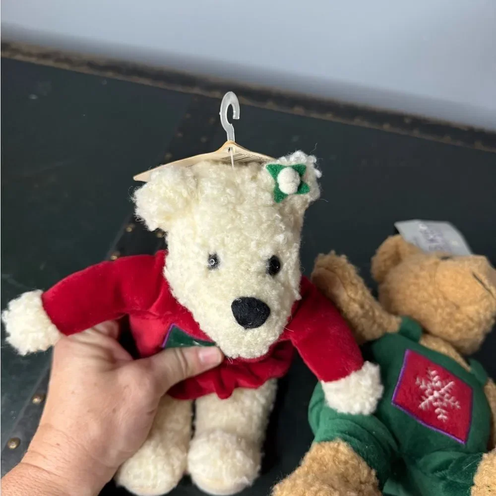 Hallmark Christmas kissing mistletoe Bears plush stuffed magnets mouth set of 2